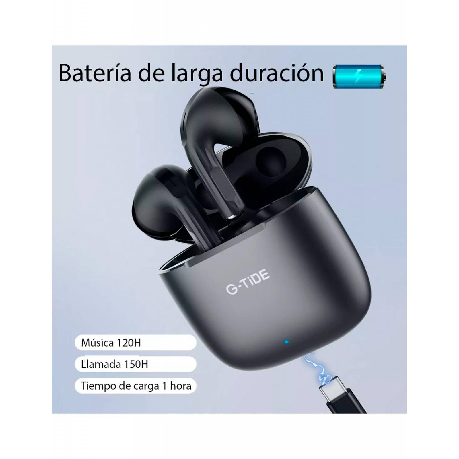 Audífonos Inalambricos G-Tide Indroid Ios H11 Negro 