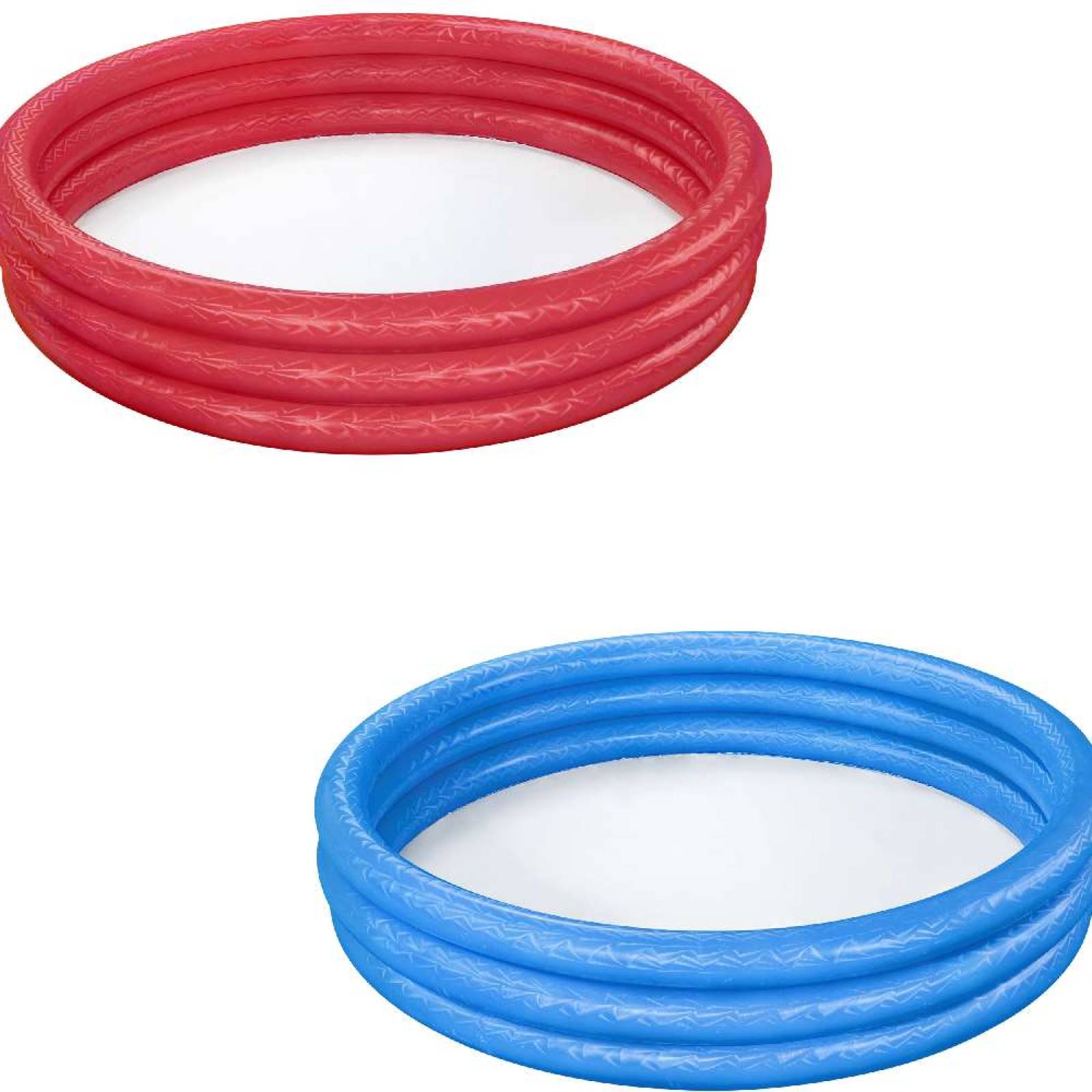 Alberca Inflable  redonda  3 anillos lisa  2 colores azul y rojo 70x30cm  27.5x12pulg  bolsa 1