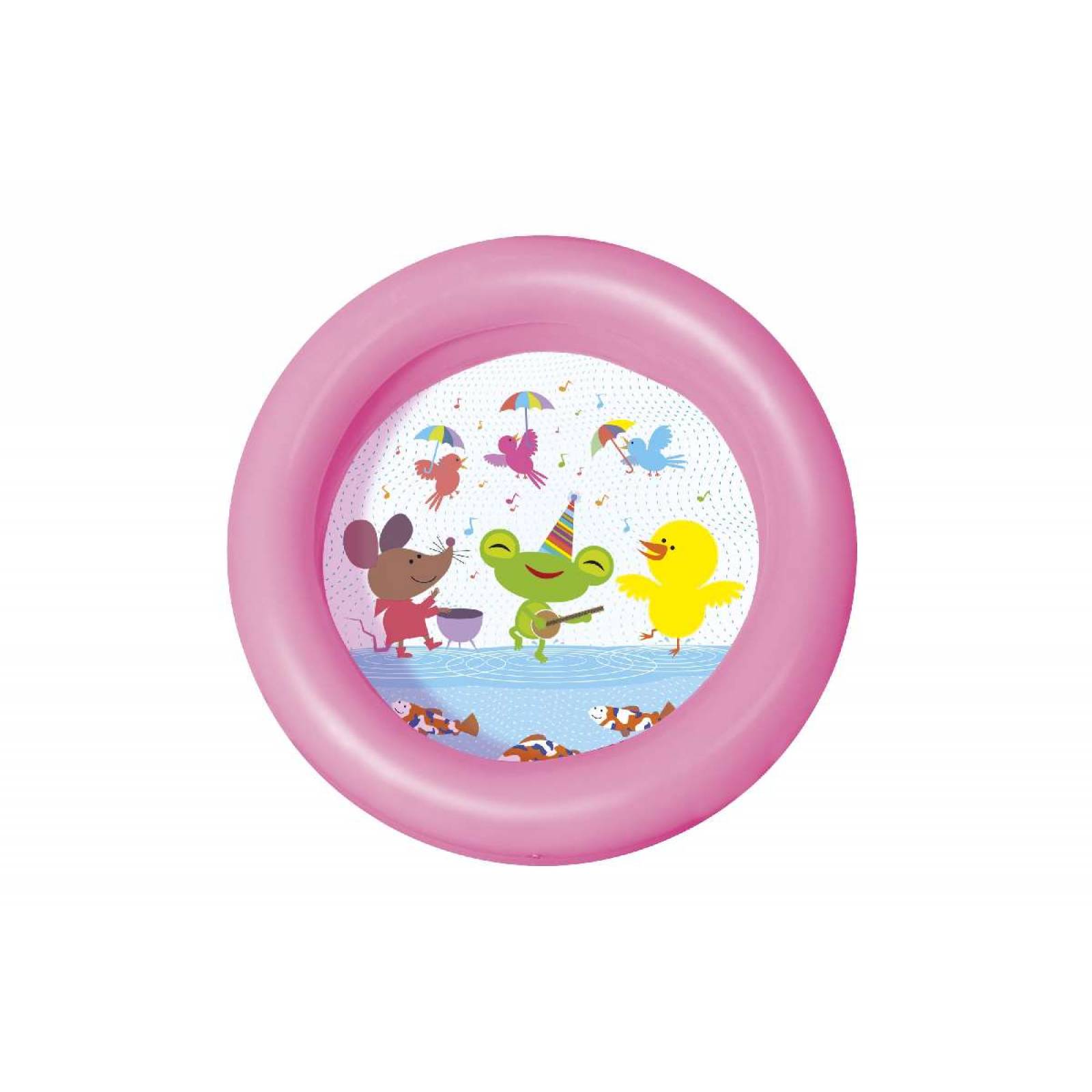 Alberca Inflable lisa 2 anillos 2 colores azul y rosa 61x15cm 24x6pulg ...