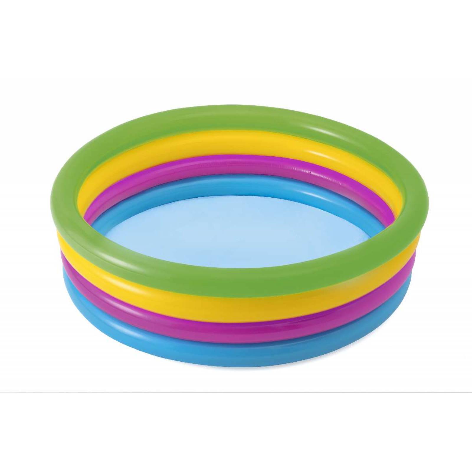 Alberca Inflable arcoiris redonda 3 anillos 1.57x46cm 62x18pulg caja 1