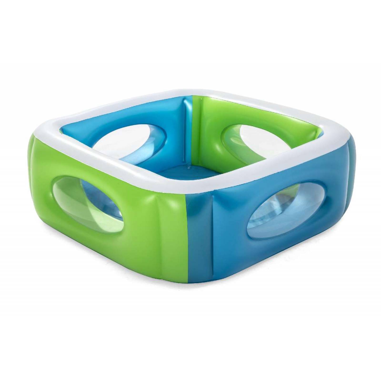 Alberca Inflable Infantil  con ventanas 1 modelo color verde y azul 1.68m x 1.68m x 56cm caja 1