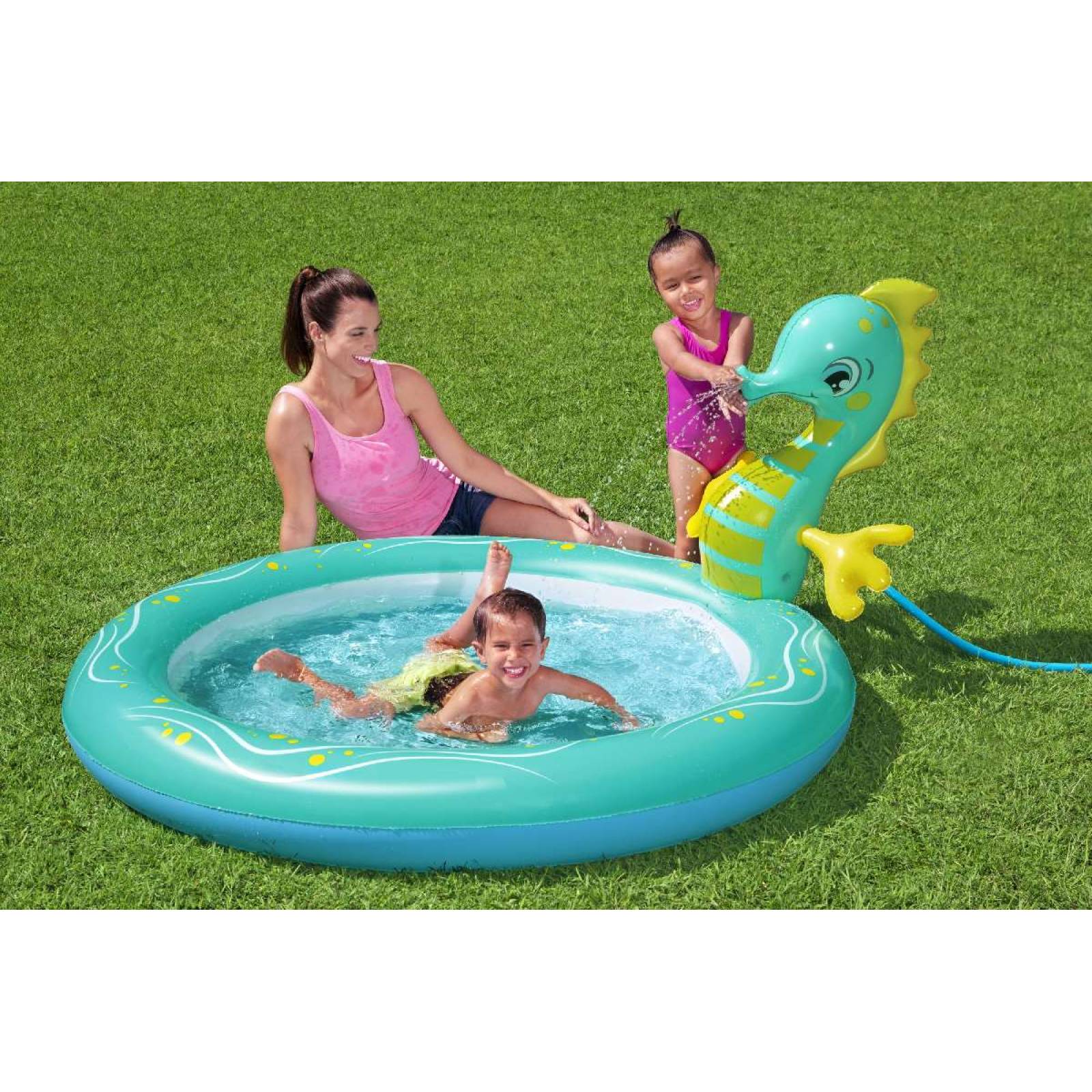 Alberca Inflable  Decorada Caballito de Mar 1 modelo 1.88m x 1.60m x 86cm caja  1