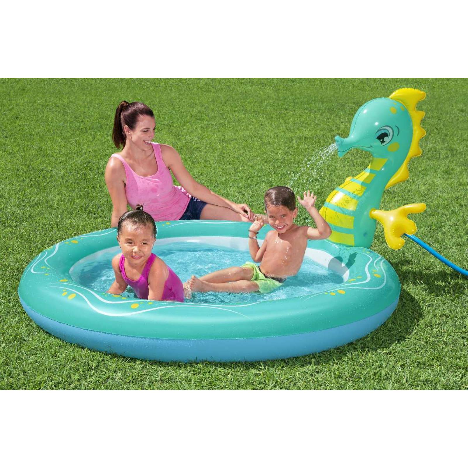 Alberca Inflable  Decorada Caballito de Mar 1 modelo 1.88m x 1.60m x 86cm caja  1