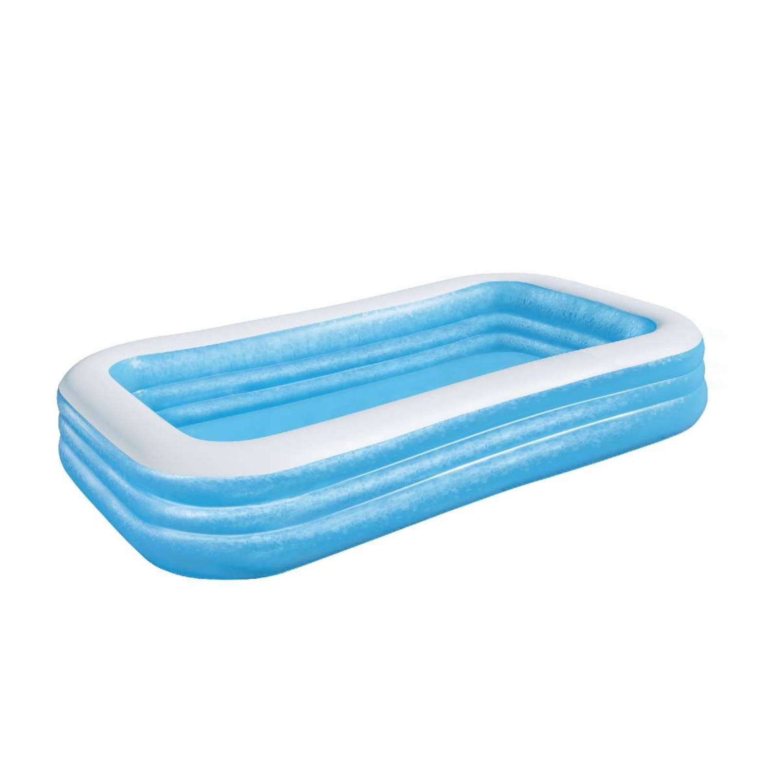 Alberca inflable 3.05x1.83cm rectangular 3 anillos azul con blanco caja  1