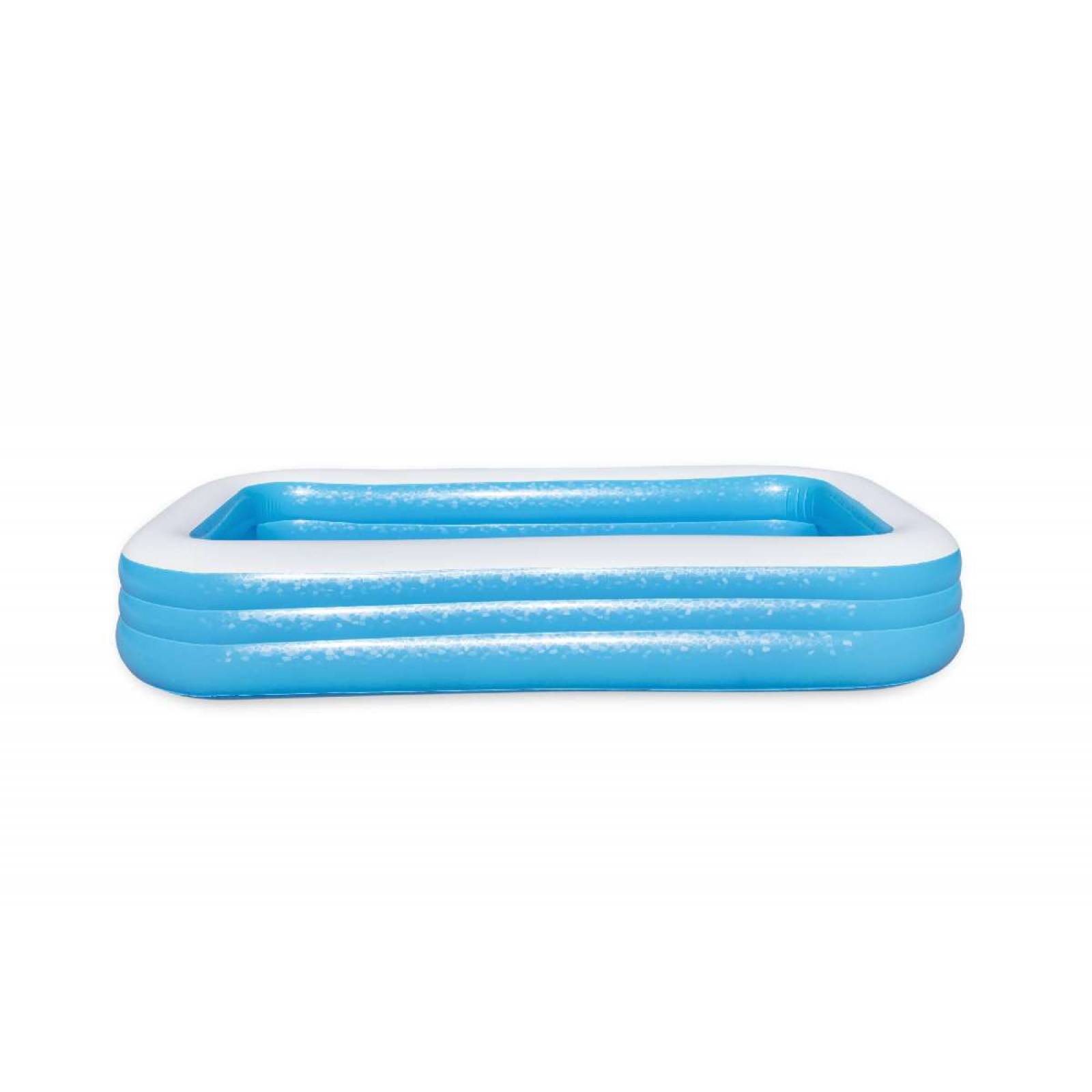 Alberca inflable 3.05x1.83cm rectangular 3 anillos azul con blanco caja  1