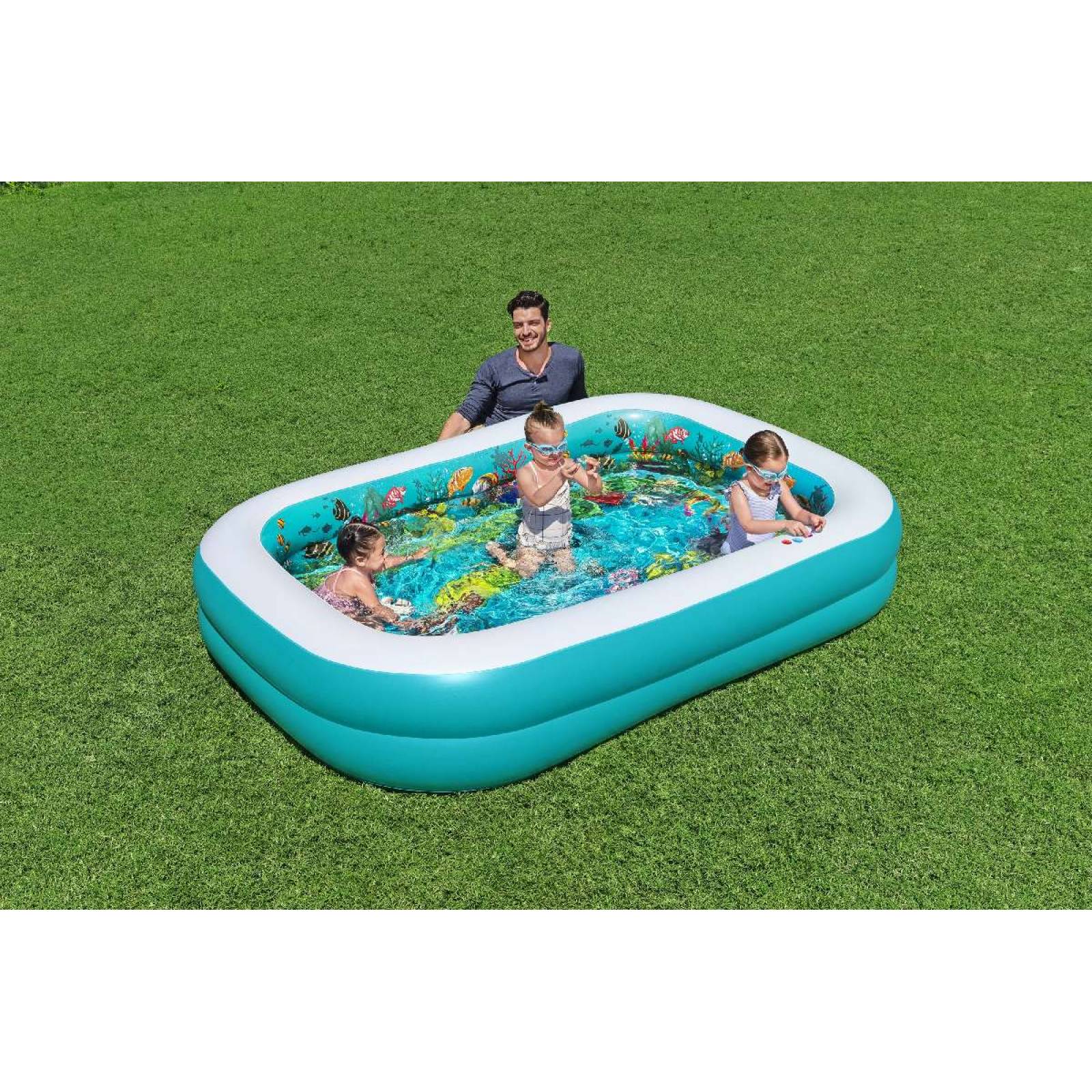 Alberca Inflable  Rectangular Decorada de Mar en su Interior 1 modelo caja  1