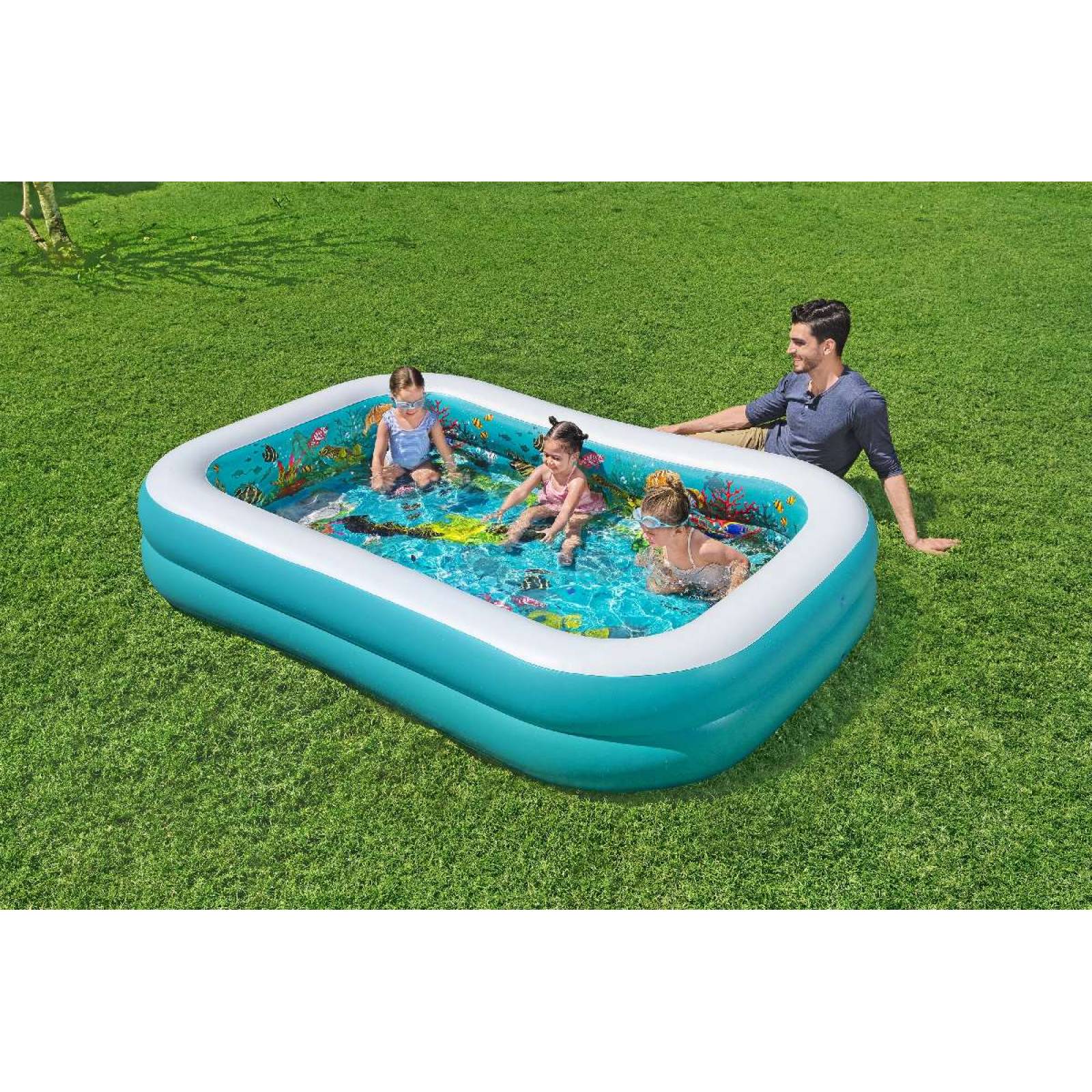Alberca Inflable  Rectangular Decorada de Mar en su Interior 1 modelo caja  1