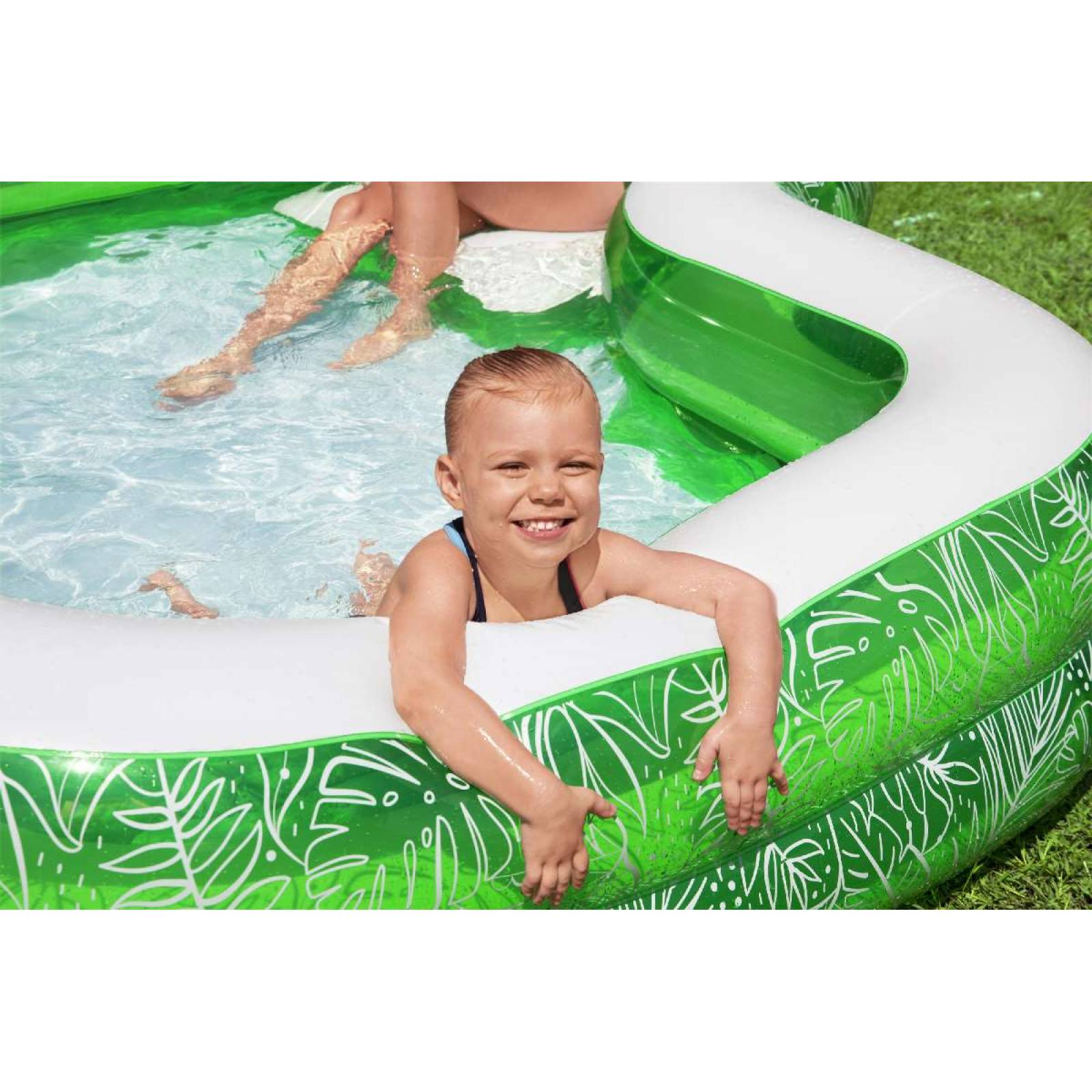 Alberca inflable familiar con portavasos a los lados 1 modelo color verde 2.31m x 2.31m x 51cm caja 1