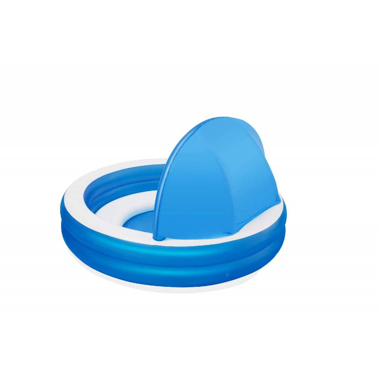 Alberca inflable redonda 2.41x2.41x1.4cm con sombrilla y asiento integrado  azul 1 modelo  Caja  1