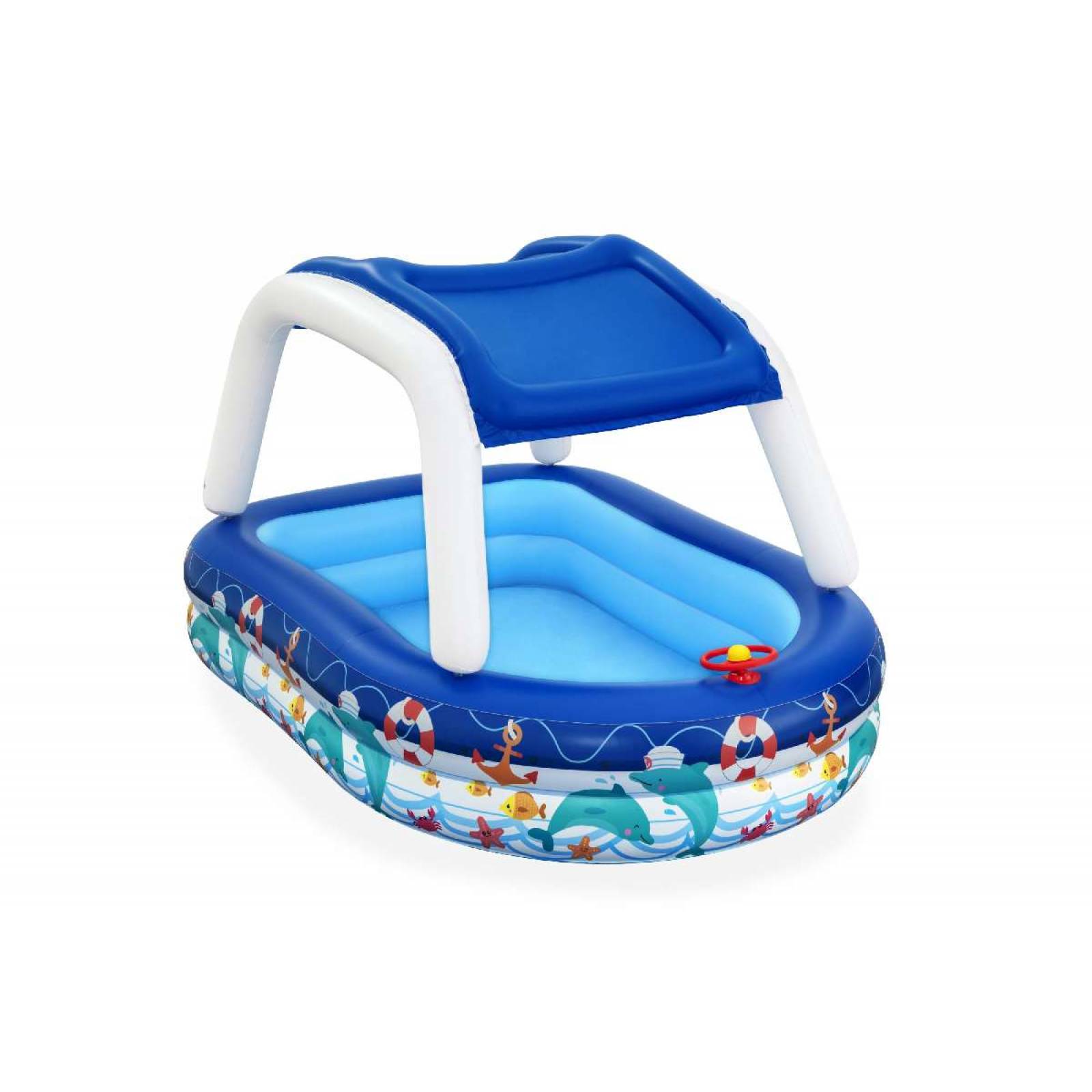 Alberca Inflable Familiar decorada mar con techo de  1 modelo  2.13m x 1.55m x 1.32m caja  1