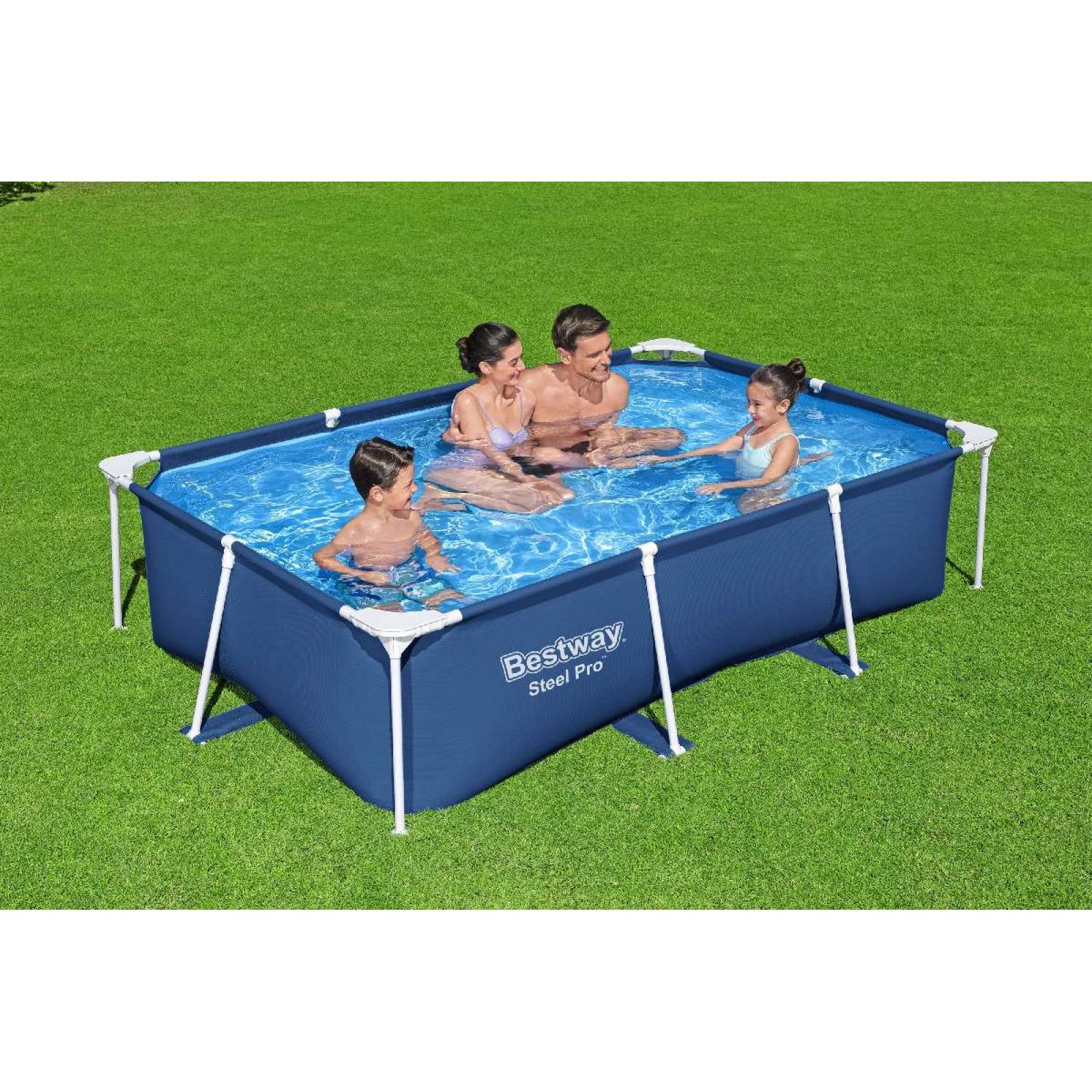 "Alberca rigida con estructura 2.59x1.70x61cm rectangular Capacidad 2,300Lts caja 1