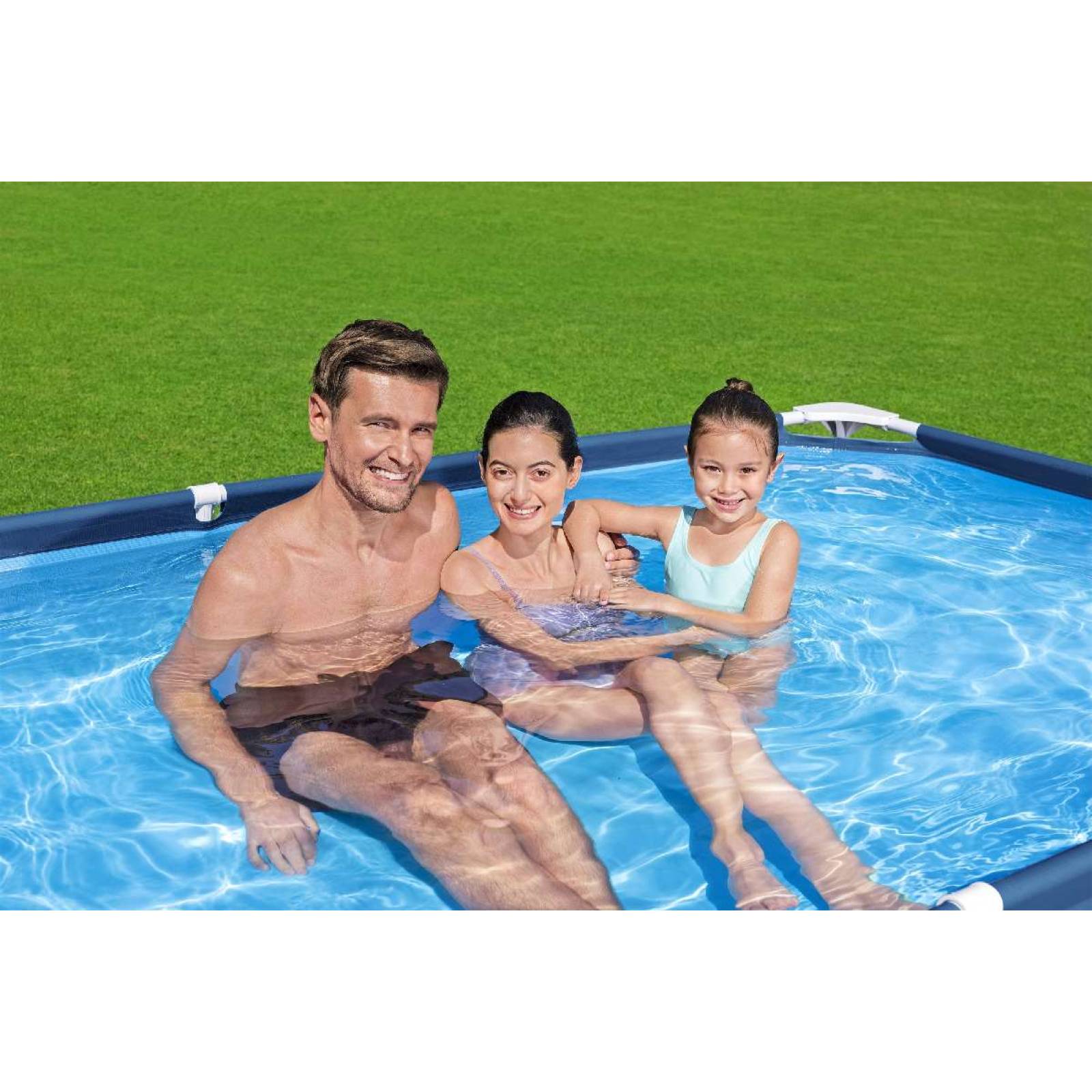 "Alberca rigida con estructura 2.59x1.70x61cm rectangular Capacidad 2,300Lts caja 1