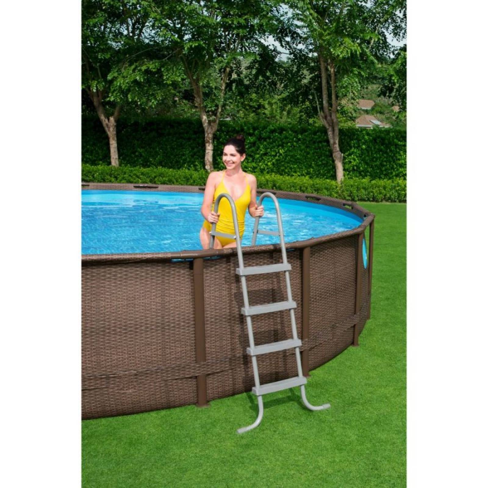 Alberca rigida redonda con estructura  bomba filtro y escalera café 1 modelo  4.88x1.22 caja  1