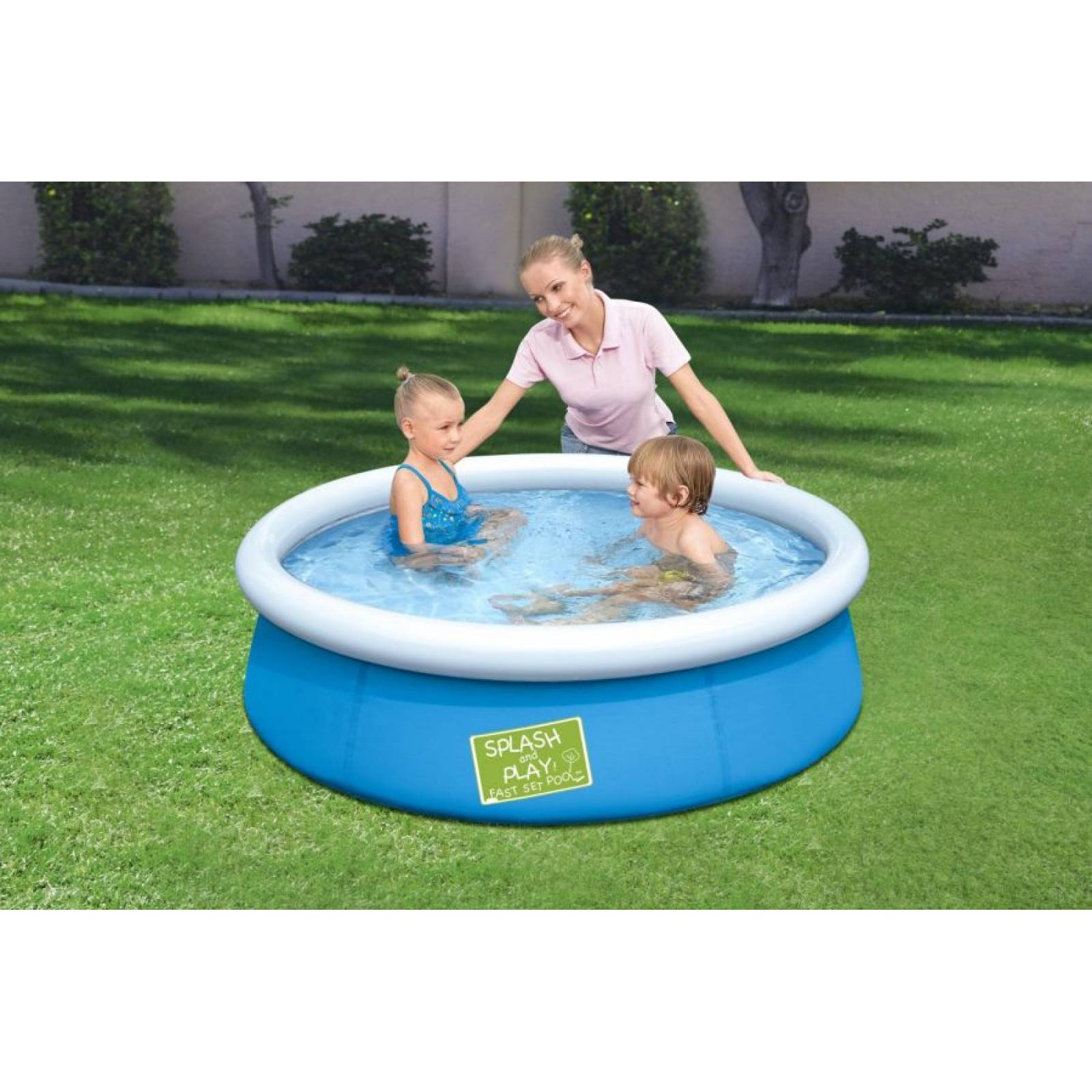 Alberca Inflable 2+ años redonda  azul con blanco 1 modelo 1.52x38cm  5x15pulg  capacidad  477lts caja  1