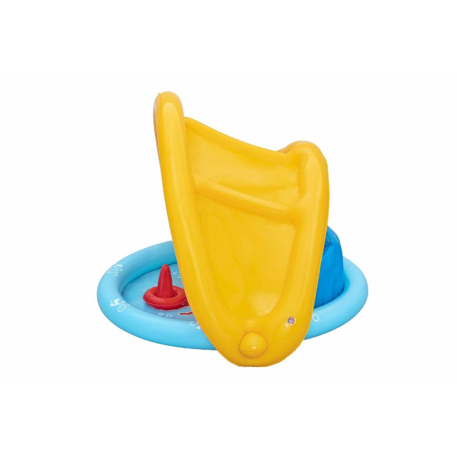 Alberca inflable infantl 1.15x.89x.76cm  con sombrilla y figuras para insertar  caja  1