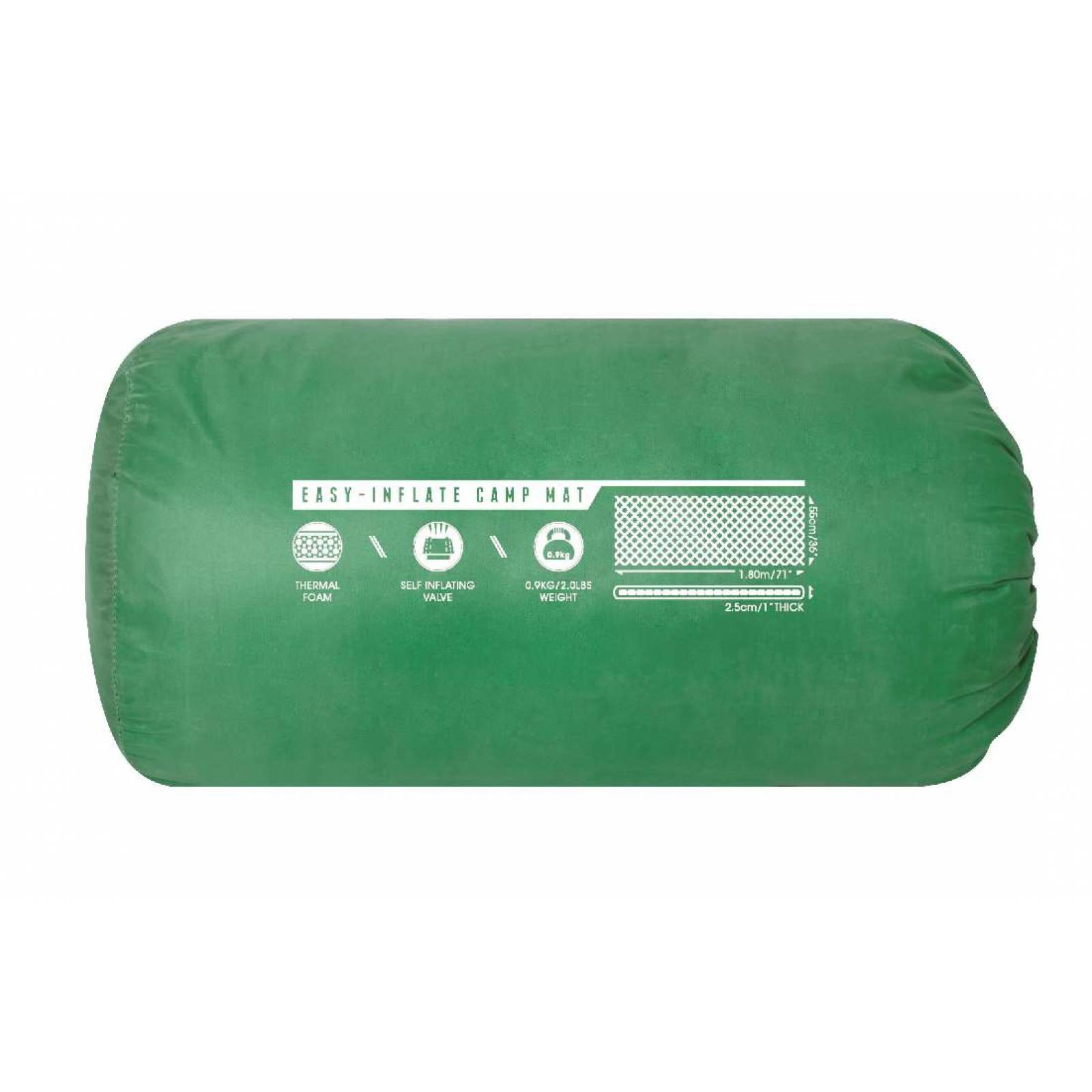 Colchoneta inflable para acampar color/verde 1 modelo. 1.80mx50cmx2.5cm (71x20x1 pulg) caja (1)