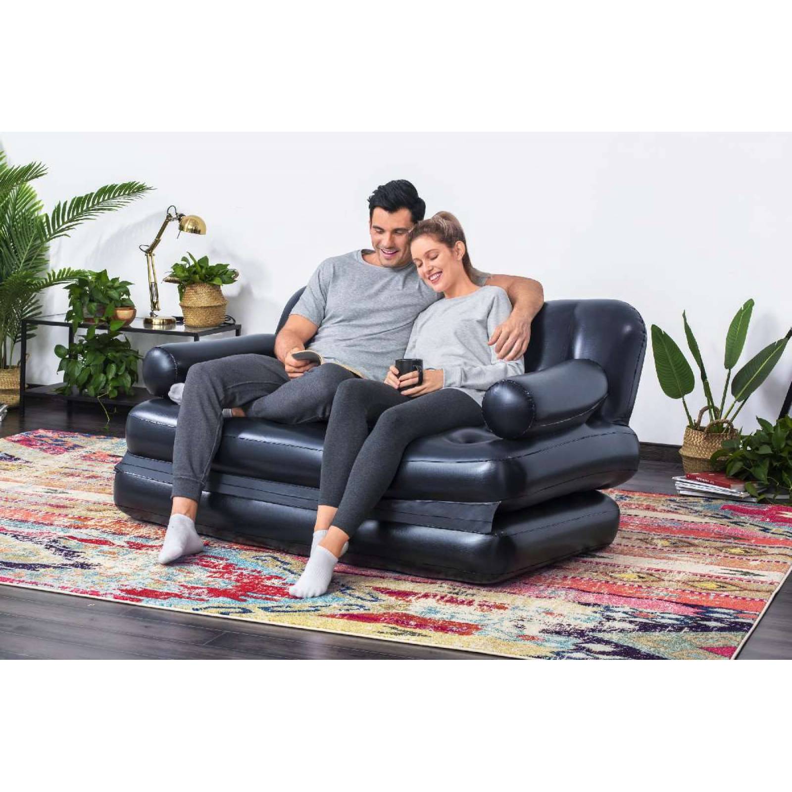 Sillon Cama Inflable 2 plazas 1.88m x 1.52m x 64cm 1 modelo color negro caja (1)