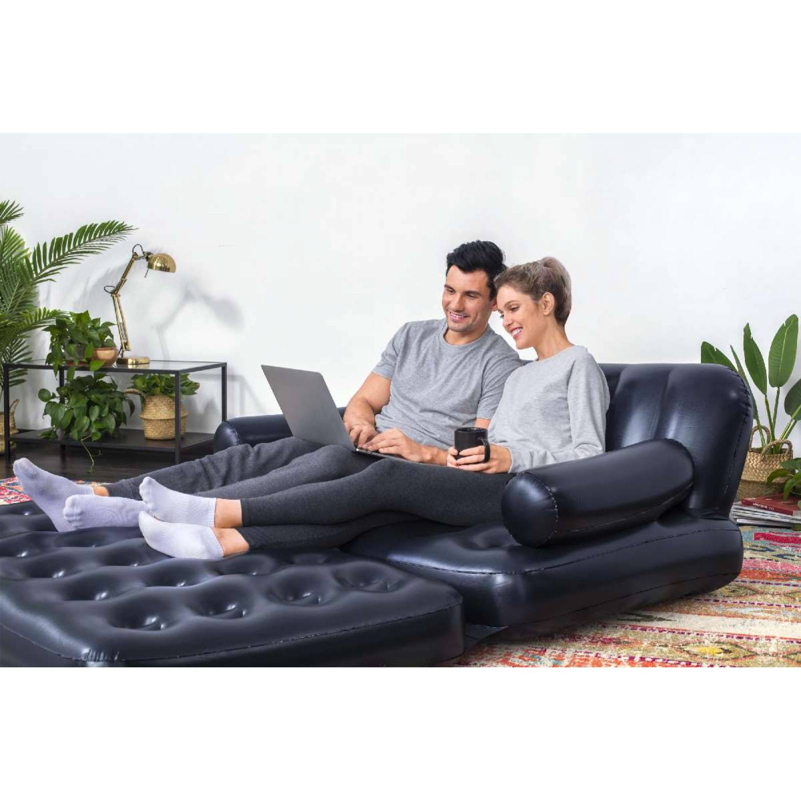 Sillon Cama Inflable 2 plazas 1.88m x 1.52m x 64cm 1 modelo color negro caja (1)