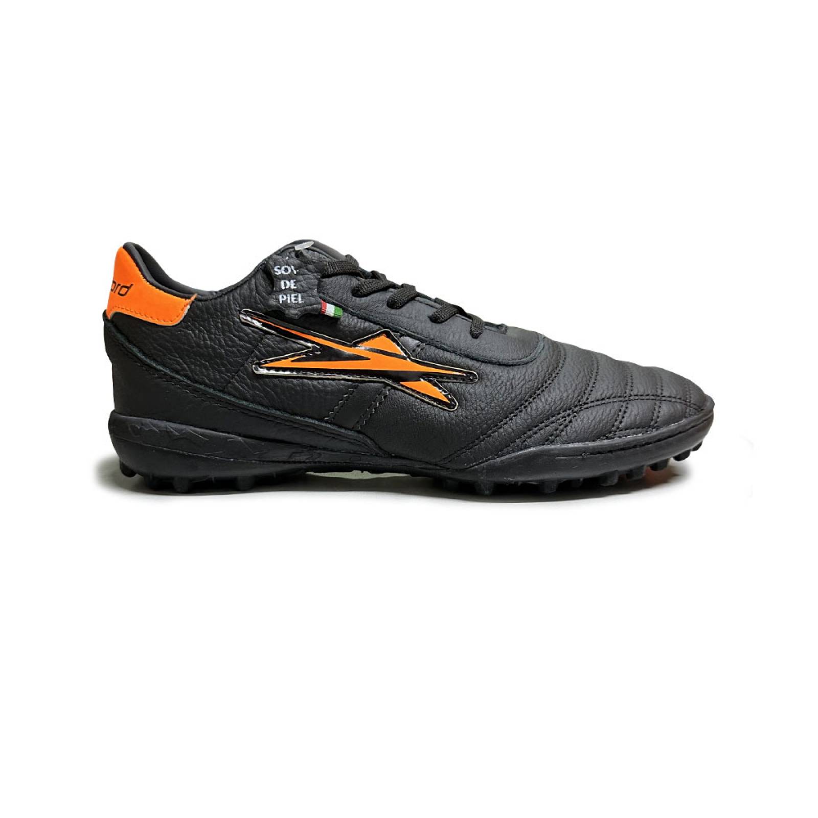 Tenis Eescord Futbol Rapido Hombre 3040 Negro/Naranja PIEL