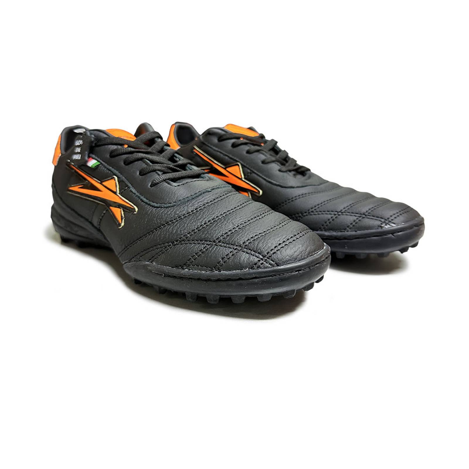 Tenis Eescord Futbol Rapido Hombre 3040 Negro/Naranja PIEL