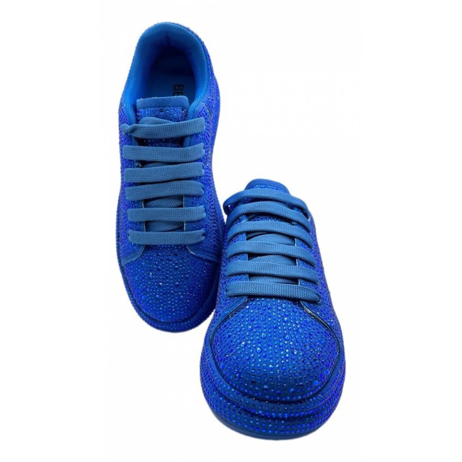 Tenis para Dama Mujer de Moda con Brillos y Pedreria Incrustada de Moda Azul