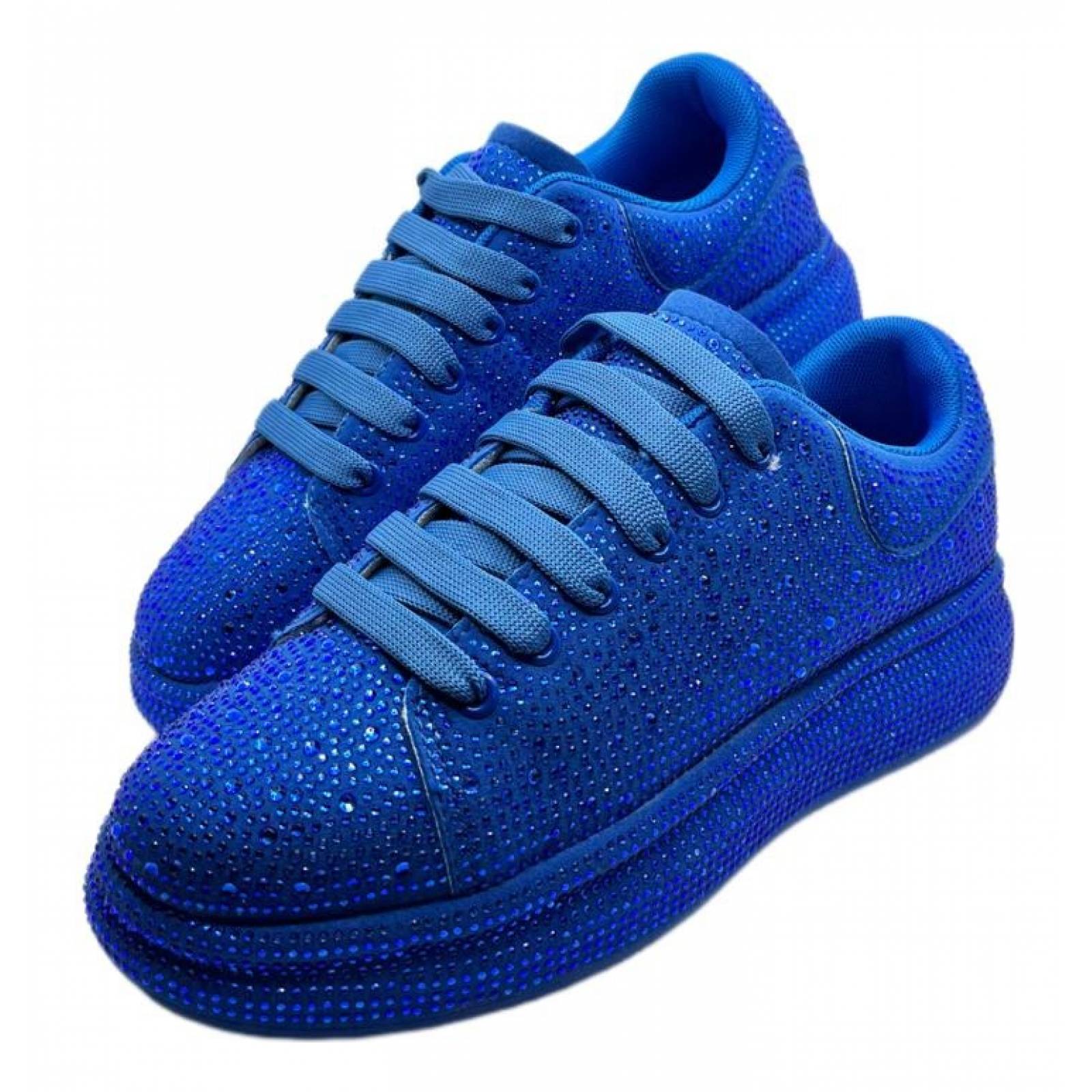 Tenis para Dama Mujer de Moda con Brillos y Pedreria Incrustada de Moda Azul