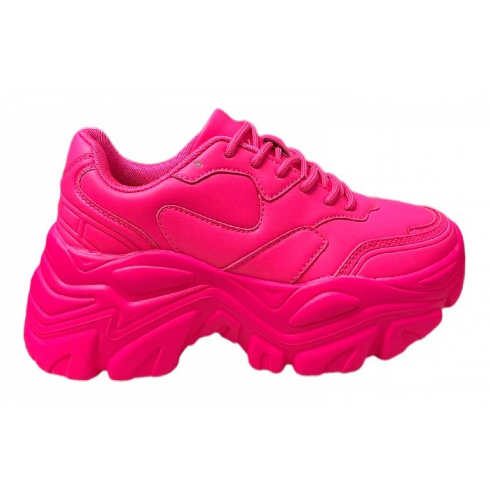Sneakers Tenis para Dama Mujer de Plataforma Chunky en Tendencia Rosa Neón