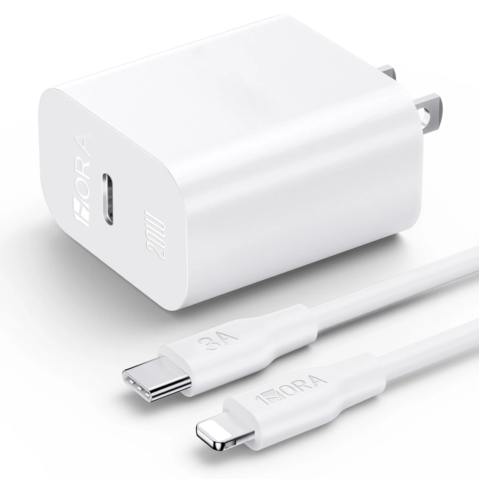 Contact Cargador USB-C 20W Power Delivery + Cable Tipo-C 3A Blanco