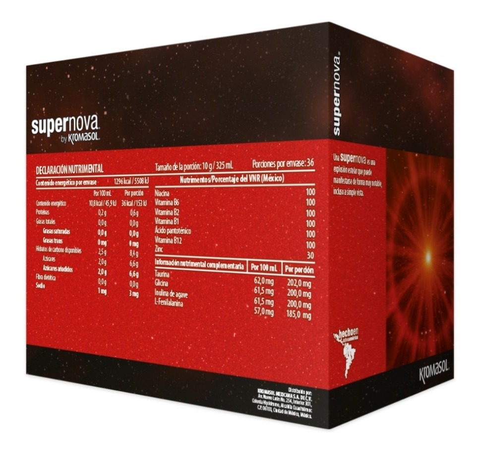Supernova Energía 36 Sobres Bebida Sabor Cereza Kromasol