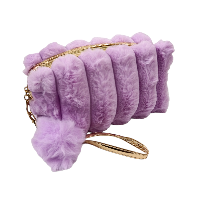 Cosmetiquera de peluche con pompón y correa desprendible Modelo B