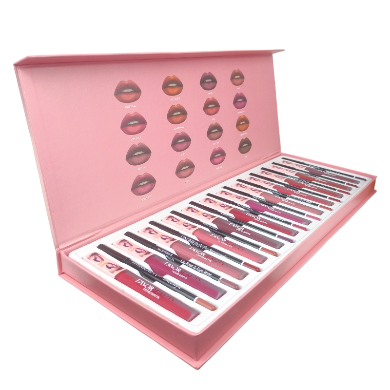 Paquete 12 labiales líquidos y 12 lápices Favor Beauty Tonos Matte