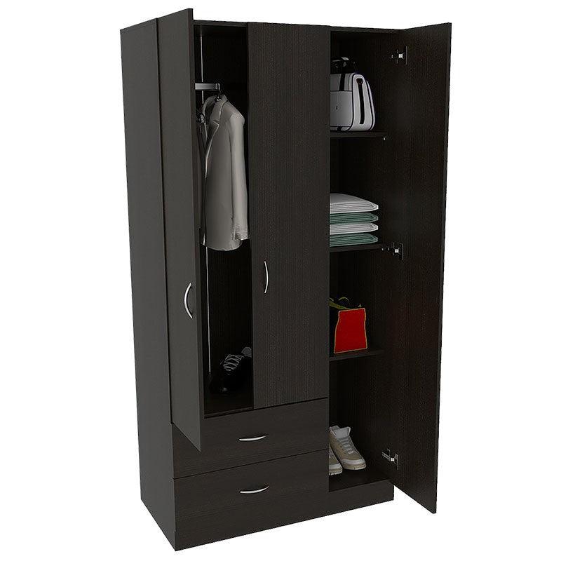 Closet América, Wengue, con Dos Cajones y Variedad de Entrepaños