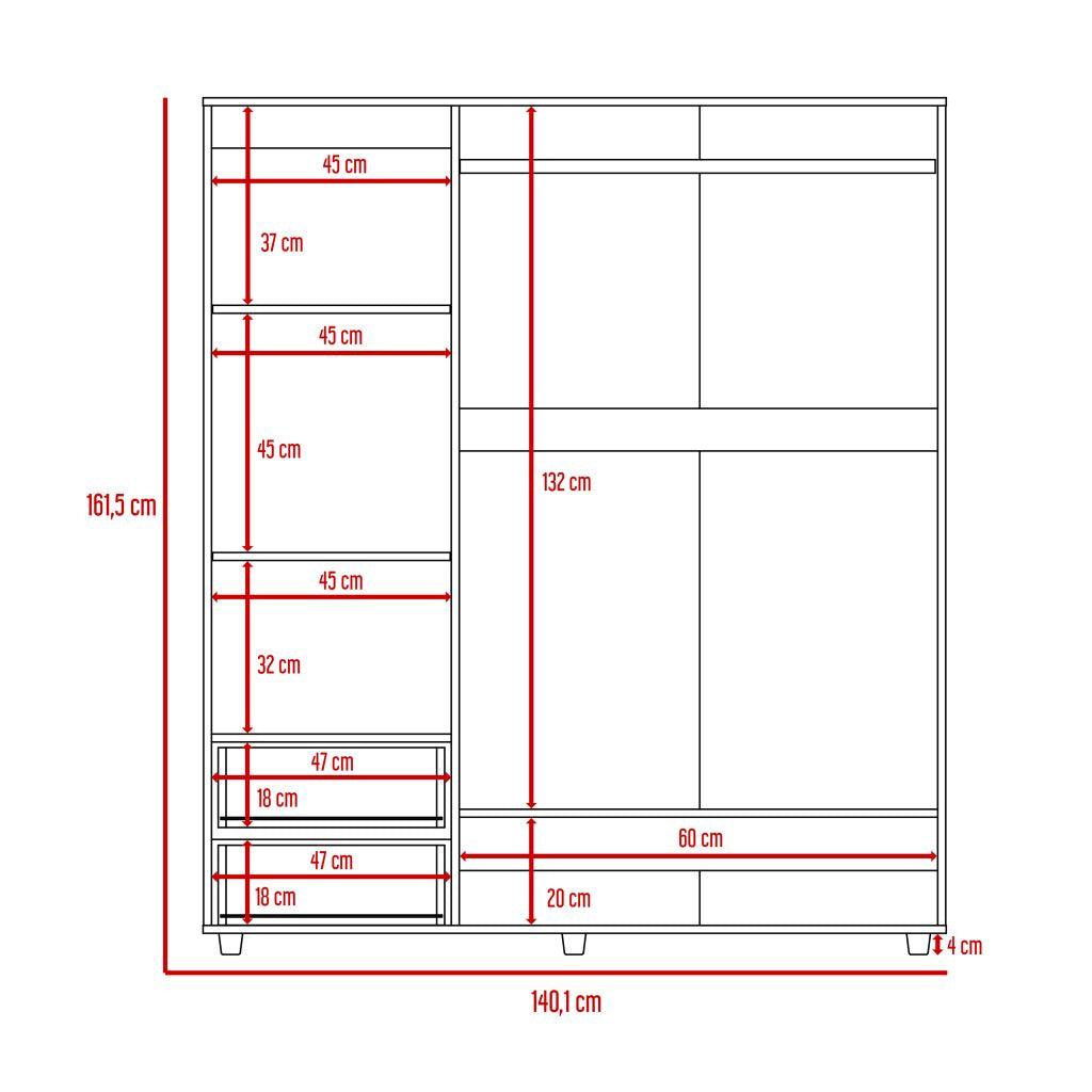 Closet Light, Nogal y Blanco, con Dos Cajones Organizadores y Entrepaño Diseñado Para Los Zapatos