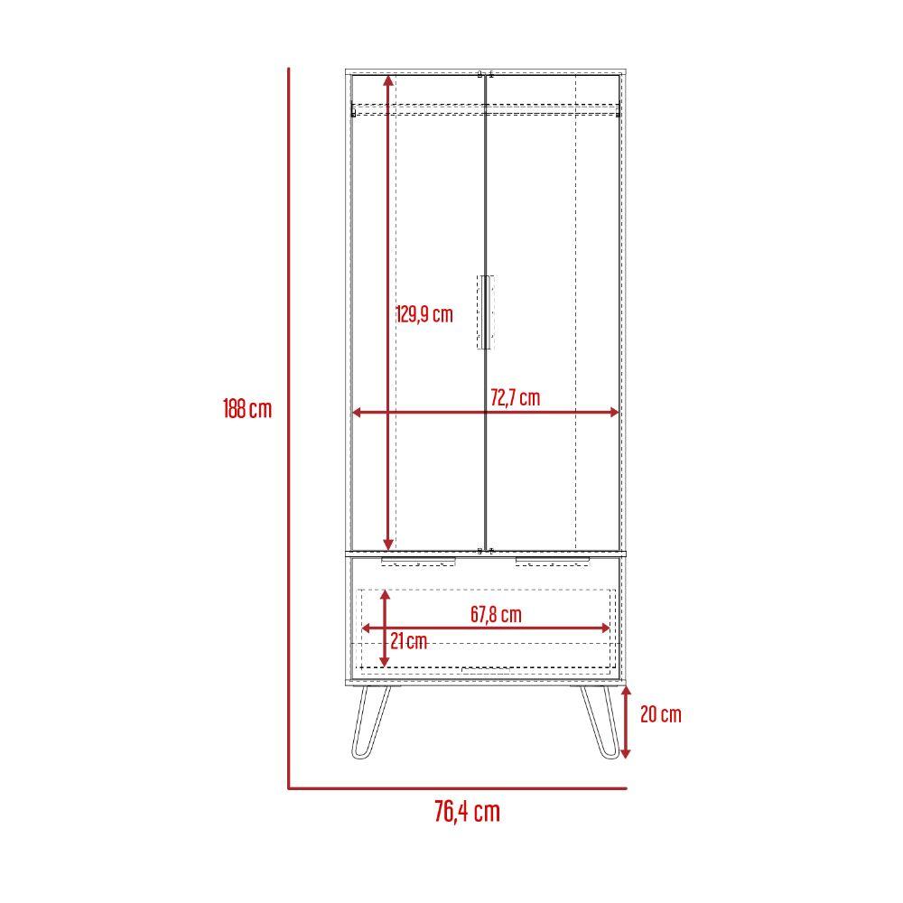 Closet Ali, Café Claro y Wengue, con Dos Puertas y Cajonera