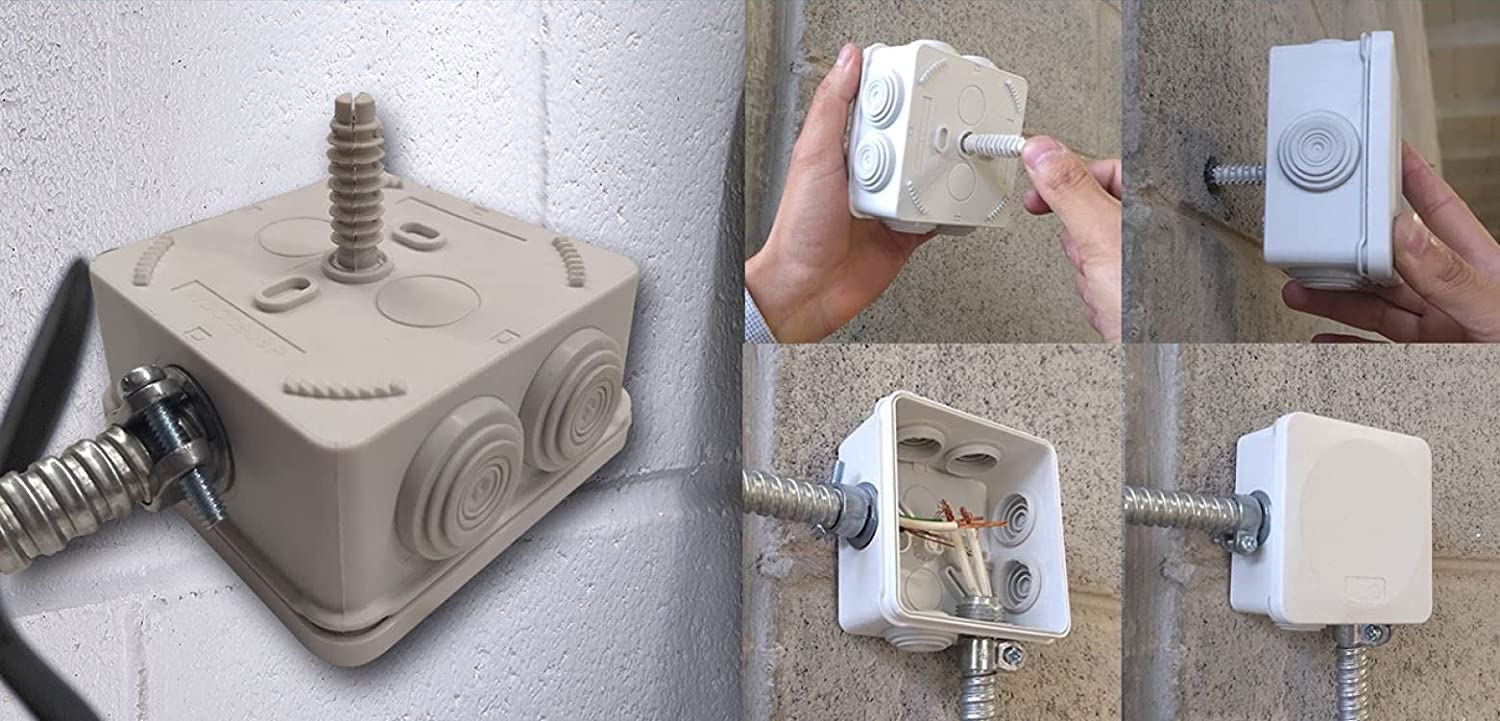 8 Cajas De Registro CCTV / PVC / 7 Entradas / Tapa A Presión / Videovigilancia / Conexiones cámara