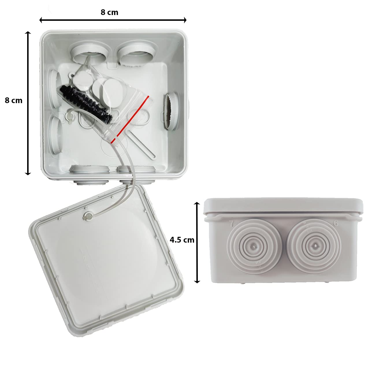 8 Cajas De Registro CCTV / PVC / 7 Entradas / Tapa A Presión / Videovigilancia / Conexiones cámara