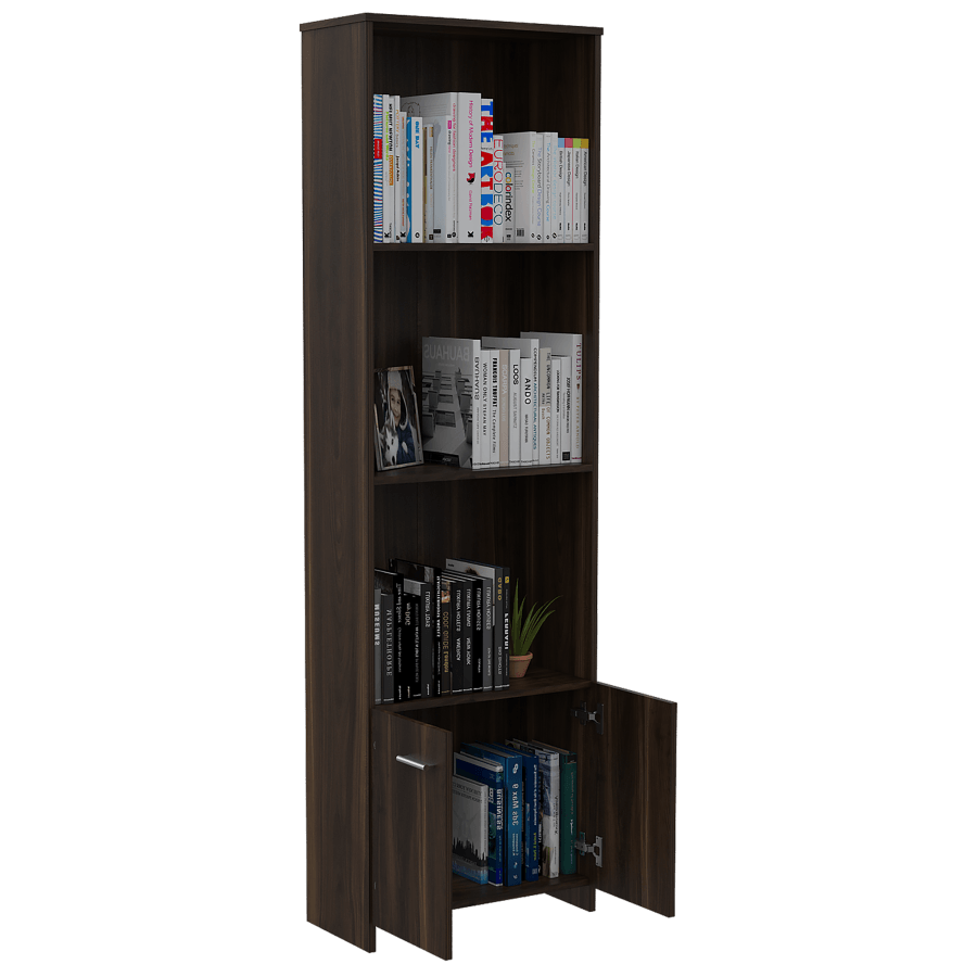 Librero Taira, Caoba, con Dos Puertas y Tres Entrepaños