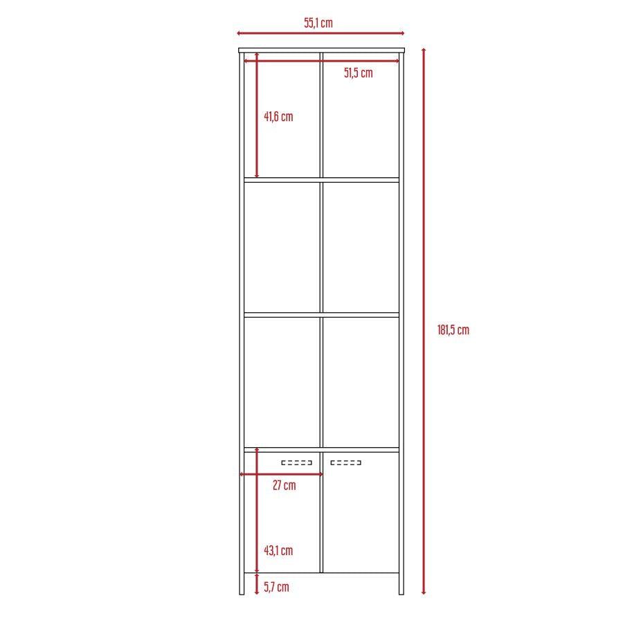Librero Taira, Caoba, con Dos Puertas y Tres Entrepaños