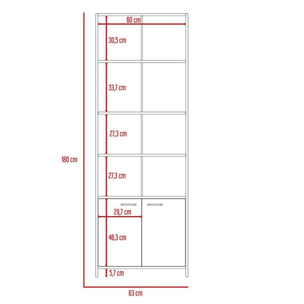 Librero Milán, Blanco Duqueza, con Dos Puertas Abatibles y Cuatro Entrepaños