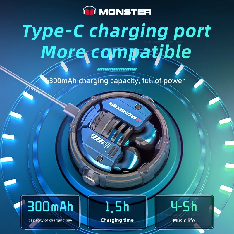 Audífonos Inalámbricos Monster XKT10 Bluetooth 5.2 Impermeables Azul