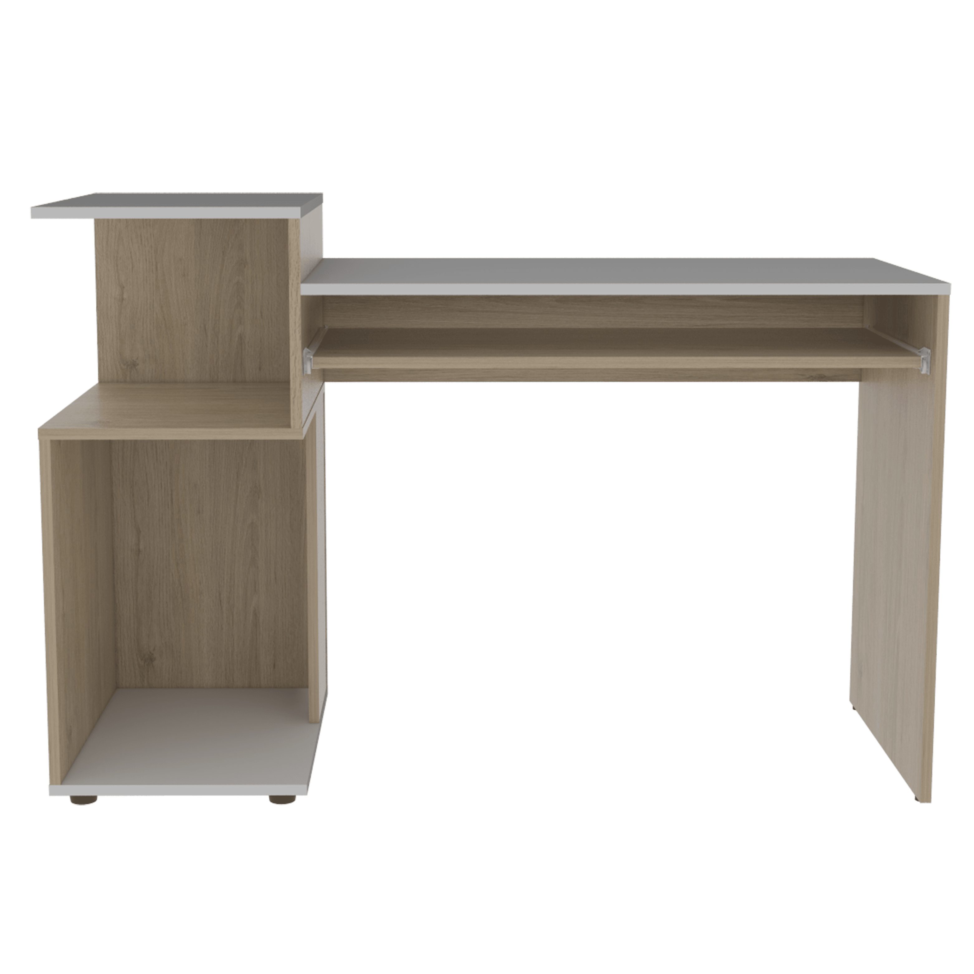 Escritorio Izan, Beige y Blanco, Bandeja Porta Teclado