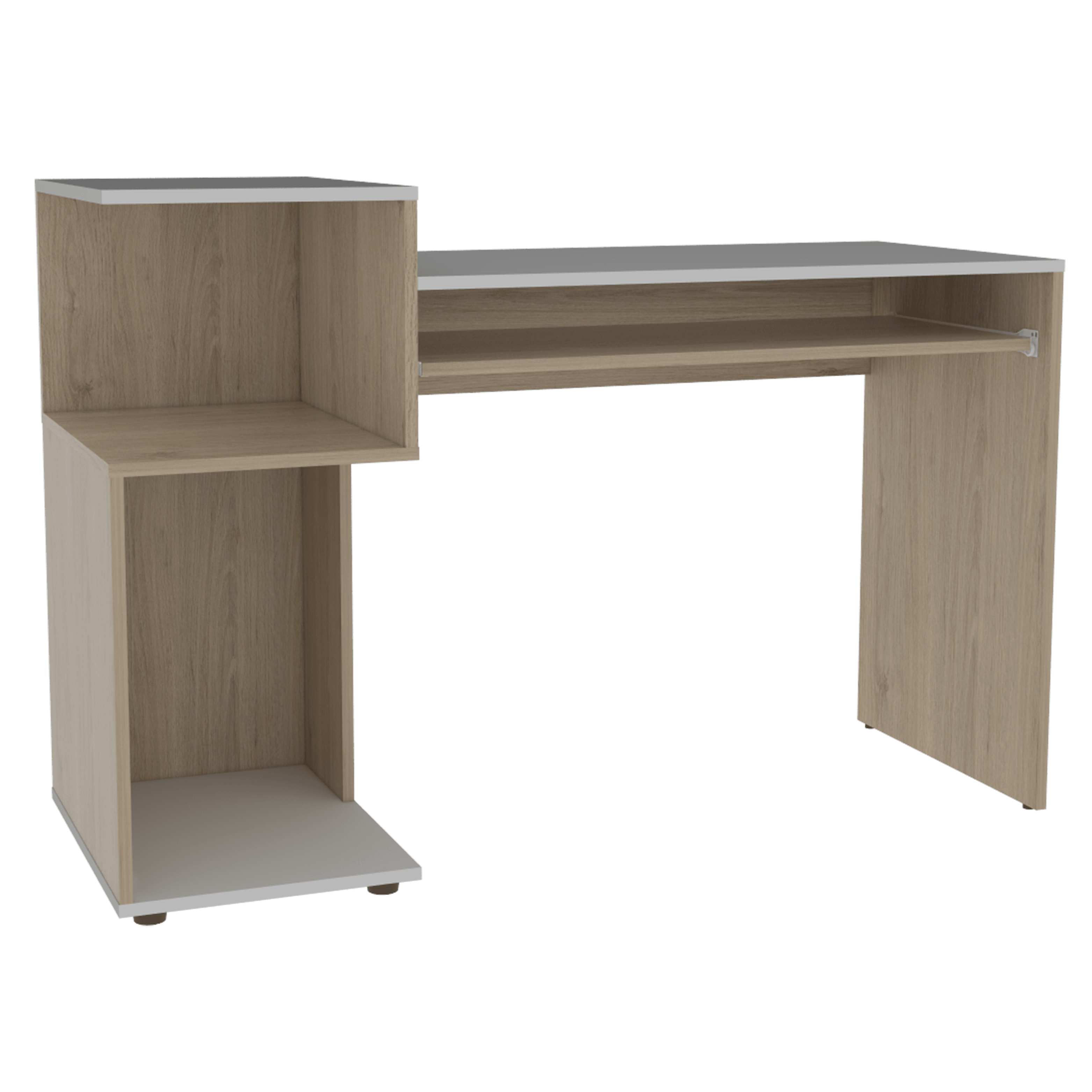 Escritorio Izan, Beige y Blanco, Bandeja Porta Teclado