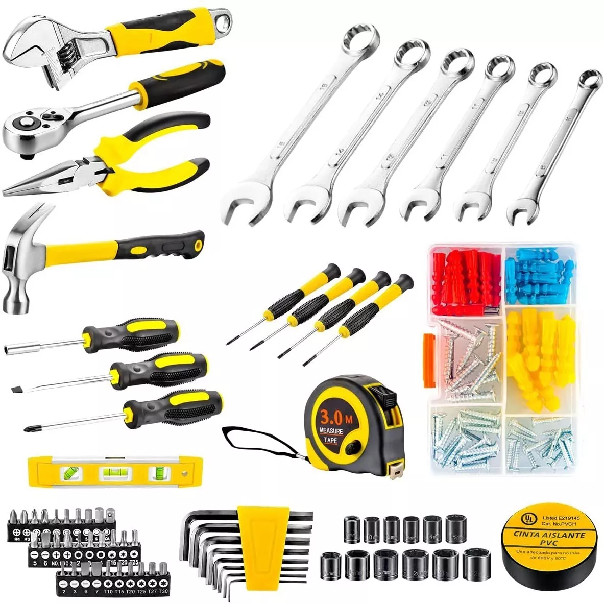 Juego De Herramientas Mecánicas Desarmadores 108pcs Negro/Amarillo