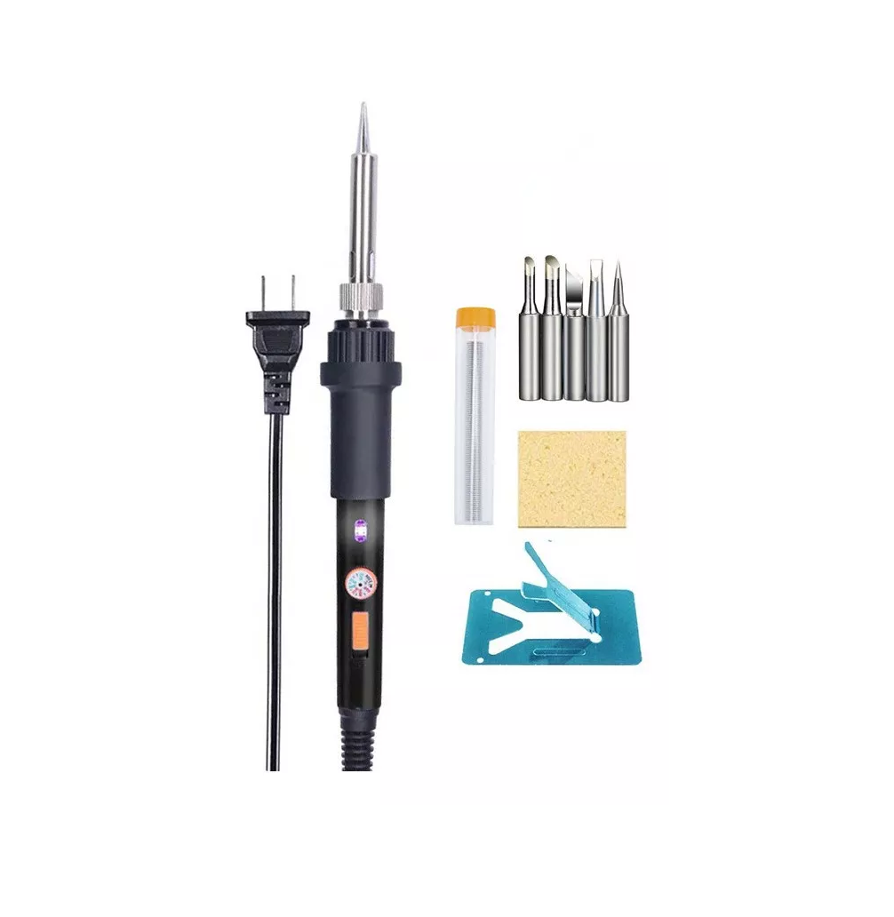 Kit Del Soldador, Temperatura Ajustable, Alambre Para Soldar Negro