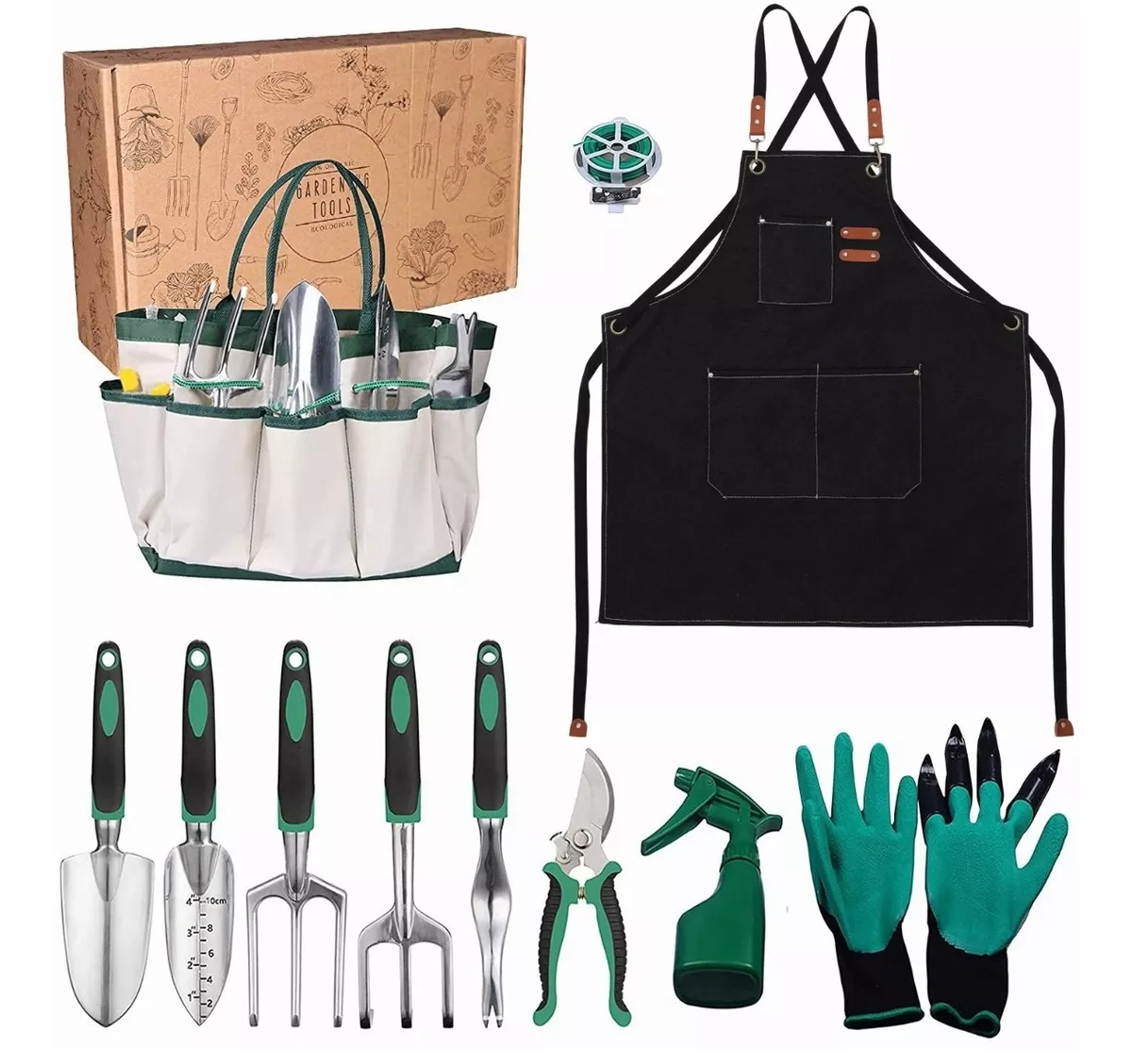 Juego De Herramientas De Jardín Kit Manual Jardinería 11pzs Verde/Plata