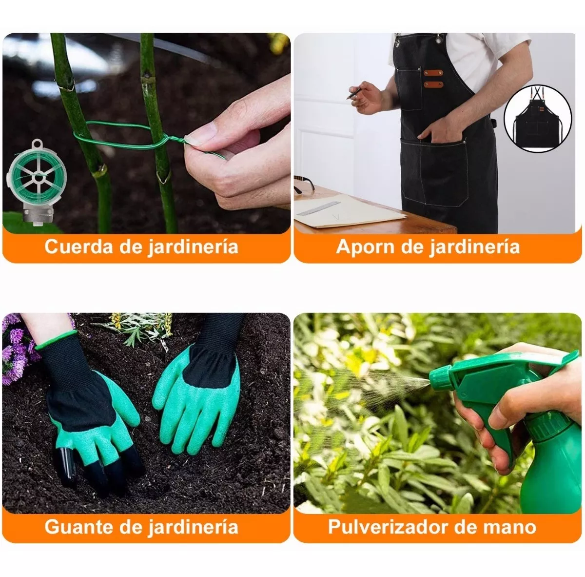 Juego De Herramientas De Jardín Kit Manual Jardinería 11pzs Verde/Plata