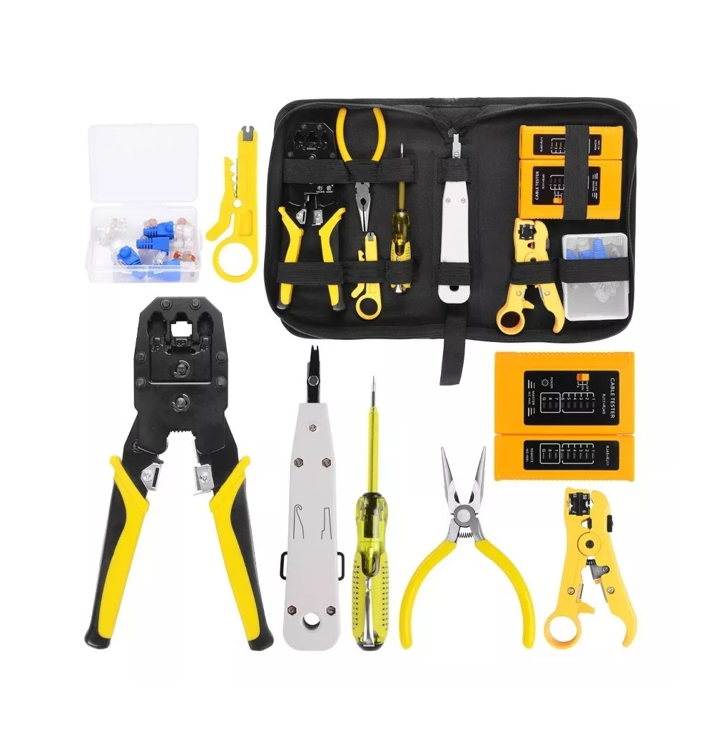 Kits Pinzas Ponchadora Pela Cables Red Lan NEGRO/AMARILLO