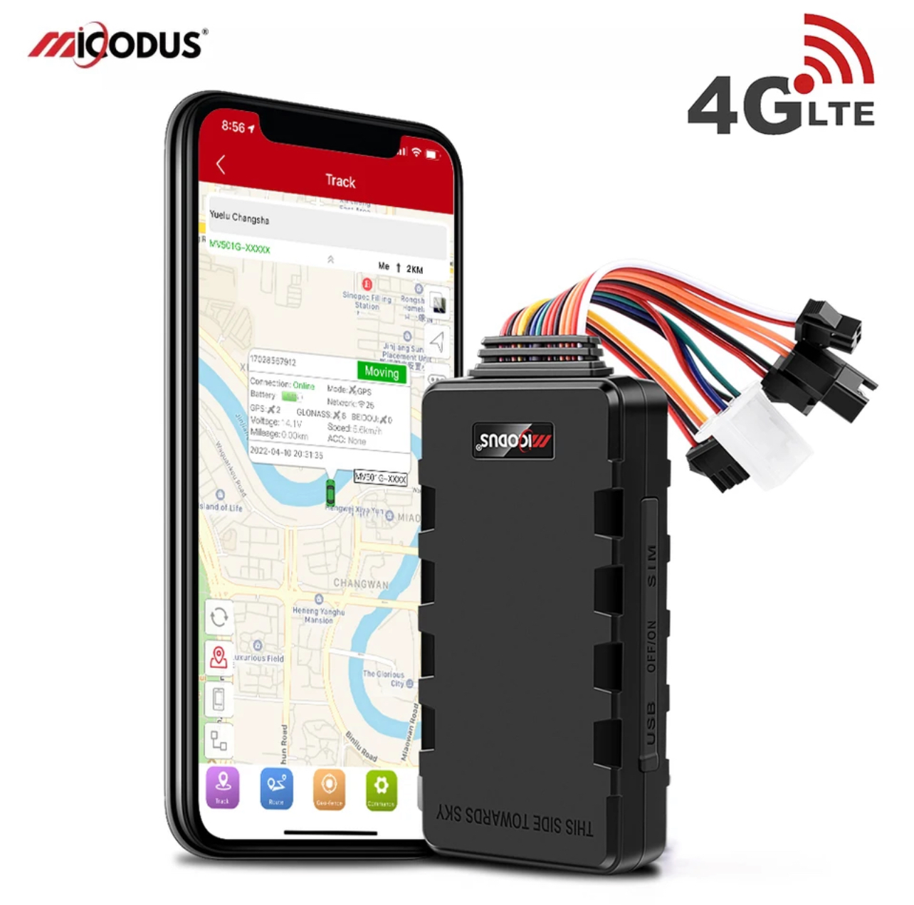 Localizador GPS MiCODUS 4G Para automóvil, botón de pánico y micrófono MICODUS MV501G