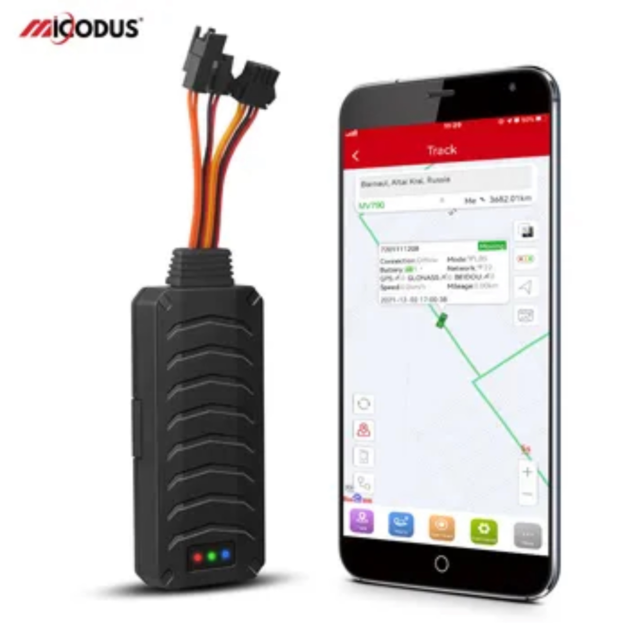 Localizador GPS MiCODUS con botón de pánico, micrófono + cuenta administrativa MV790