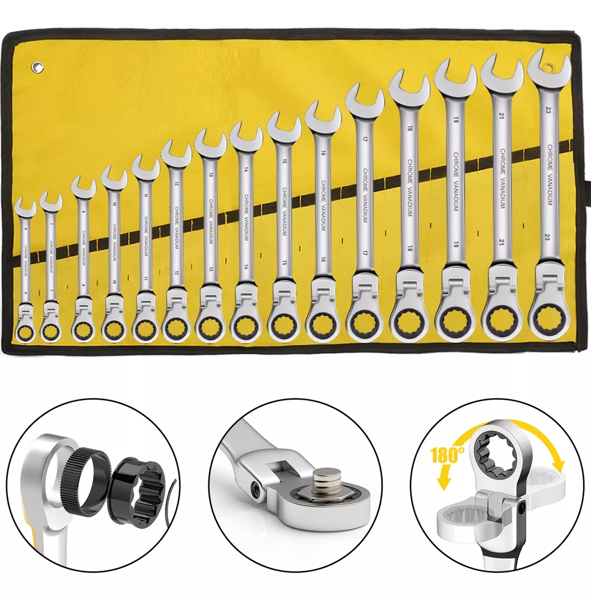 Kit De Herramientas Mecánicas De Matraca, 15 Piezas Gris